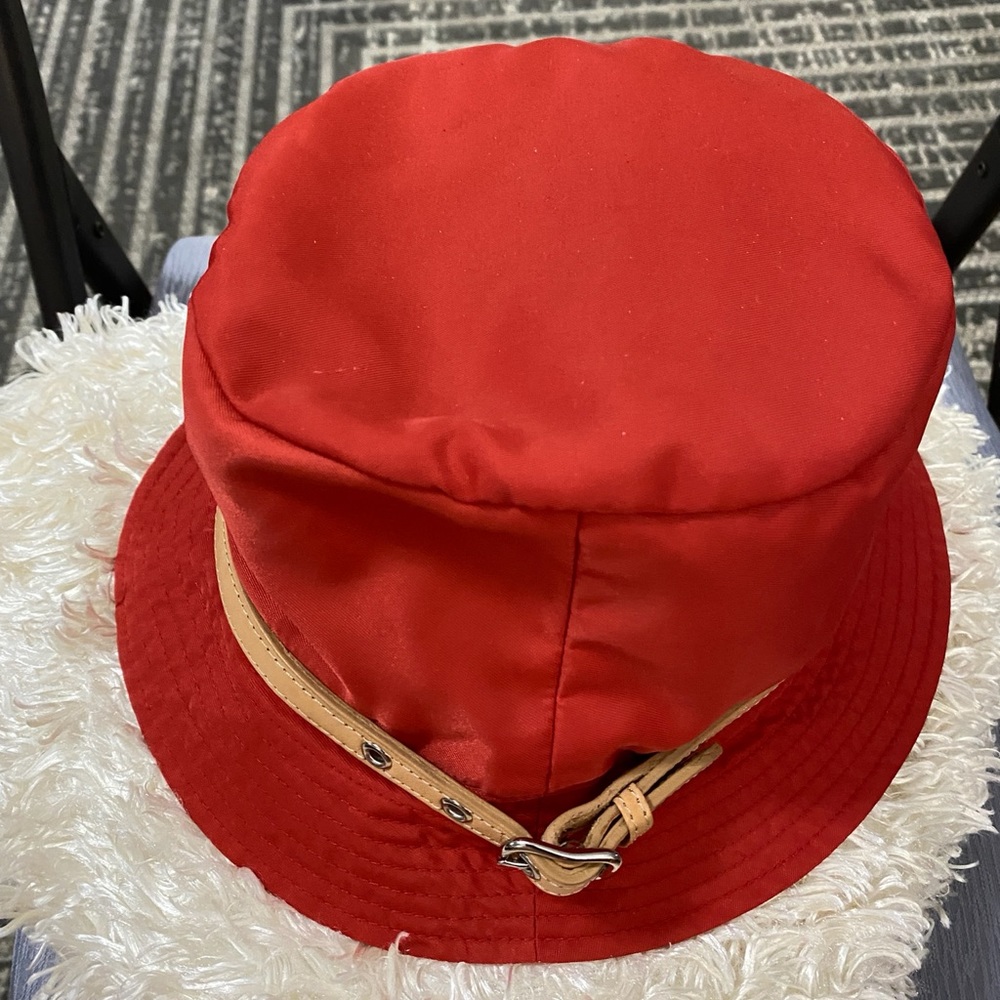 Coach Bucket Hat w Tan Leather Trim - Picture 2 of 7